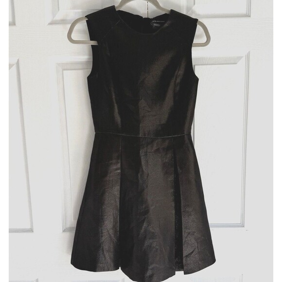 Armani Exchange Sz 0 NWT Black Shimmer Sleeveless Pleated Dress‎ w/ Pockets - Picture 1 of 11